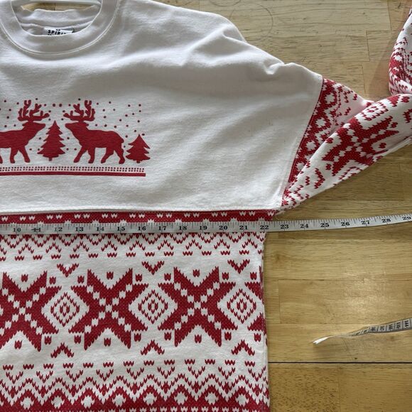 Spirit Jersey Vintage “Let It Snow” Red Snow Flakes Moose Fair Isle Shirt Size S - Picture 7 of 11